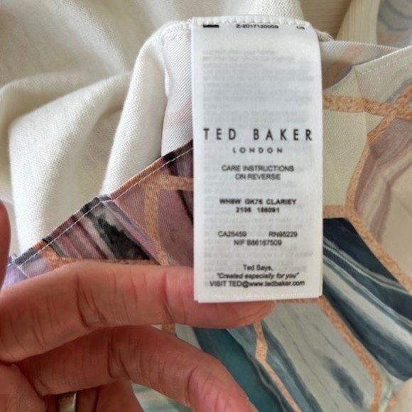 Ted Baker sleeveless top, size 4/XS-S (TB size 1), cream front + coloured back. - Picture 8 of 8